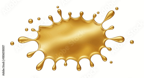 Elegant golden fluid splash with droplets and shimmering effect offers versatile design elements