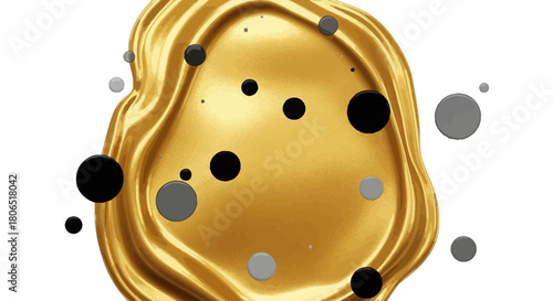 Golden abstract illustration with floating spheres for modern design concepts