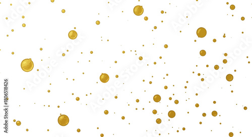 Elegant golden spheres scattered gracefully across a pristine white backdrop creating a