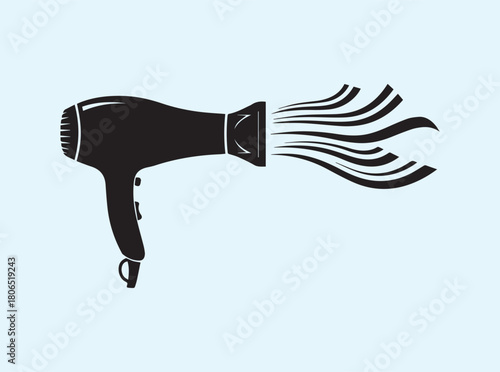 Modern Hair Dryer Silhouette in Bold Black Vector Style
