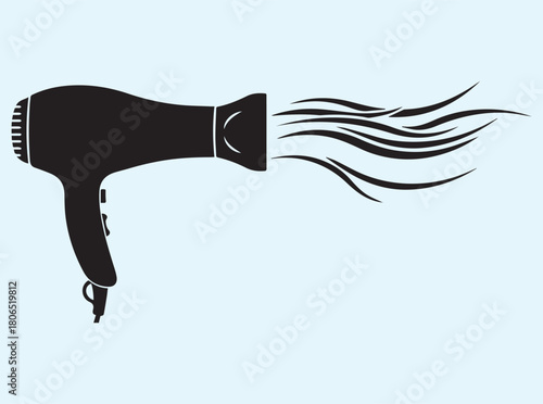 Energetic Hair Dryer Icon with Expressive Airflow Lines
