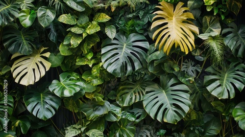 Lush Green Leaves in Variety Display Vibrant Tropical Foliage