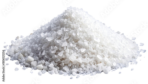 Coarse White Sea Salt Mound on Transparent Background