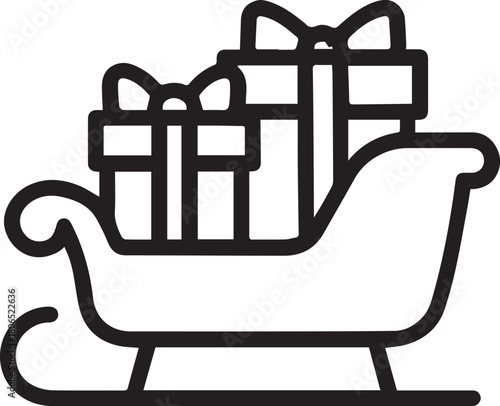 Festive sleigh overflowing with beautifully wrapped gifts, the embodiment of joy, anticipation, and the spirit of giving. 