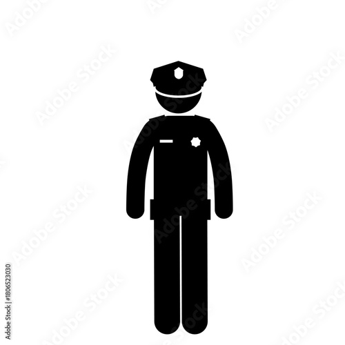 Police stick figure guarding the city.