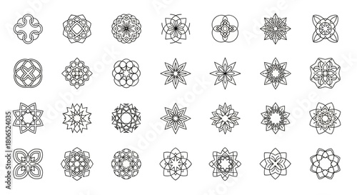 Diverse collection of intricate floral geometric patterns for textile and ornamental designs