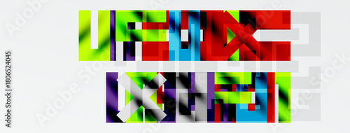 Abstract colorful rectangles overlap, creating dynamic visual composition. White background emphasizes vibrant hues, geometric forms.