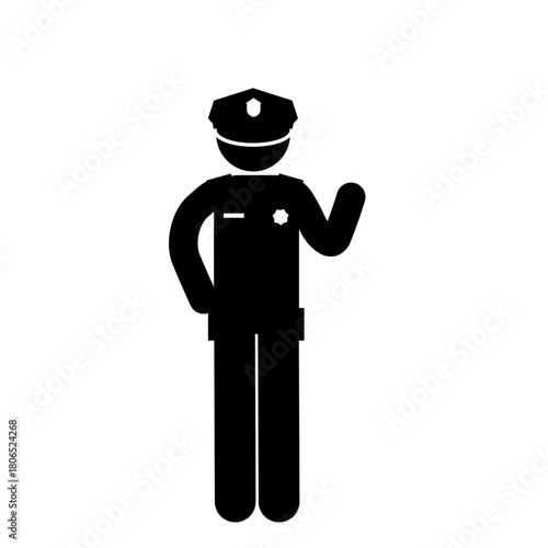 Stick figure police officer simple illustration.
