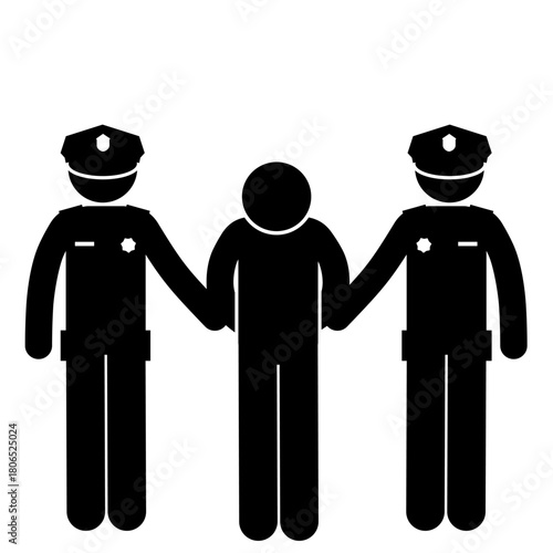 Stick figure police officer observing suspicious activity.