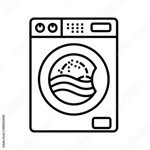 Front load washing machine icon, a symbol of household appliance isolated on laundry equipment for cleaning clothes