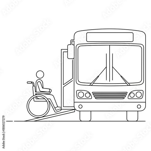 Accessible bus with wheelchair ramp isolated on, ensuring inclusive public transportation for all