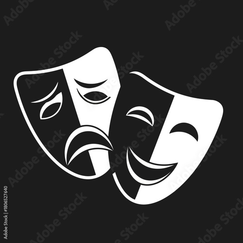 Comedy and tragedy masks isolated on representing drama, theater, acting, and performance arts