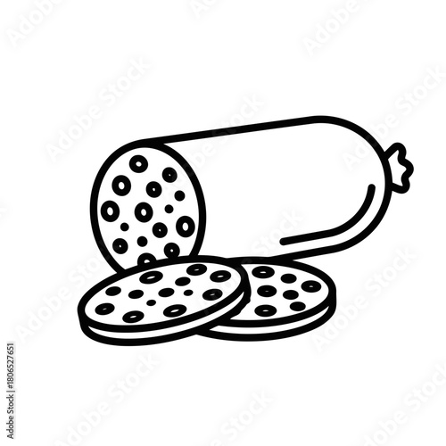 Sausage with slices isolated on a delicious and savory meat product, perfect for breakfast, lunch, or dinner