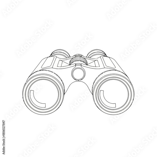 Binoculars line drawing isolated on, a simple and clean illustration of optical instrument for viewing distant objects