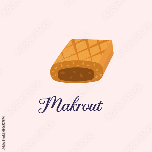 Makrout Pastry Illustration  Algerian Date Cookie Vector