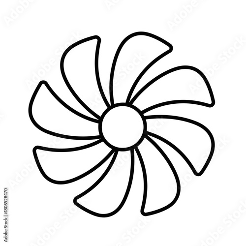 Illustration of a propeller with eight blades isolated on for use in design and web pages