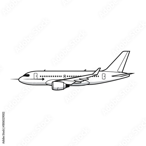 Side view of a passenger airplane isolated on, a common mode of transportation for long distances