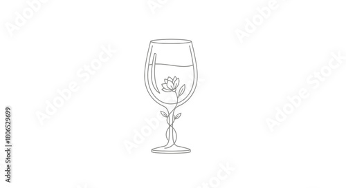 Elegant floral wine glass illustration combining nature and sophisticated drinking culture