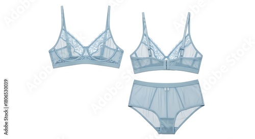 Light blue lingerie set on white backdrop