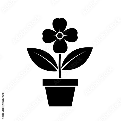 Black flower in a pot isolated on, a simple and elegant design for various creative projects and applications