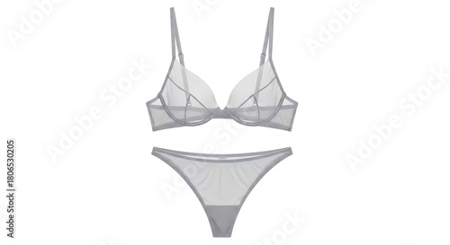 Sheer lingerie set on a white background for fashion concepts