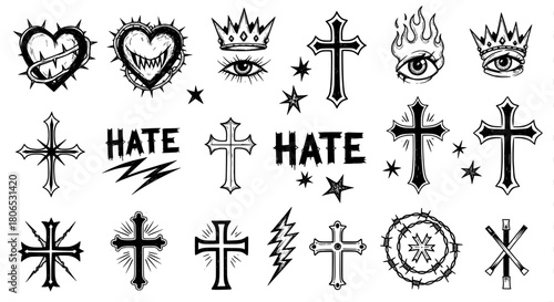Gothic sticker pack with dark symbols