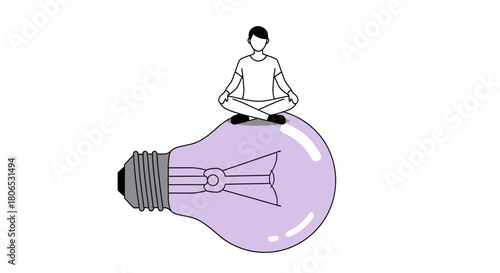 Meditative Mindfulness: Finding Inner Peace Atop a Symbolic Lightbulb for Ingenuity