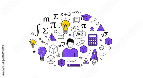 Creative illustration representing mathematical and scientific themes for education or knowledge