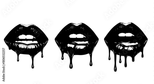 Lips with dripping black liquid