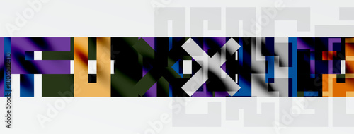 Abstract colorful pattern. Geometric shapes blend, creating dynamic visual texture. White borders frame central design.