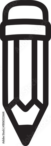 A solitary pencil stands tall in a stark monochrome illustration, a symbol of potential and creation. Its simple yet powerful design embodies the spirit of writing, sketching and drawing.