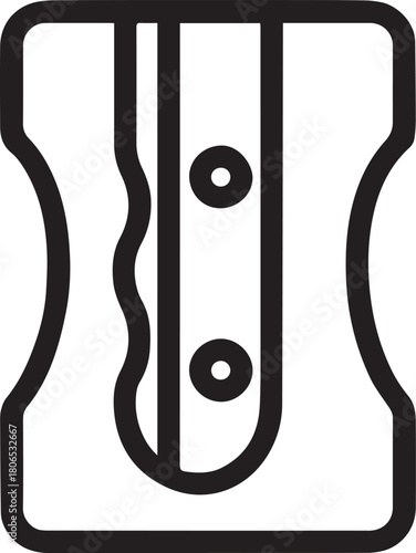 An intricate line art of a pencil sharpener, conveying simplicity and the art of sharpening. This monochromatic design is a celebration of stationery.