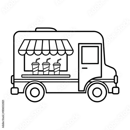 Illustration of a food truck selling drinks, isolated on perfect for menus, posters, and promotional materials