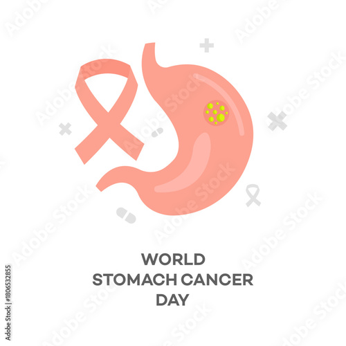 World Stomach Cancer Day  Medical Awareness Flat Illustration