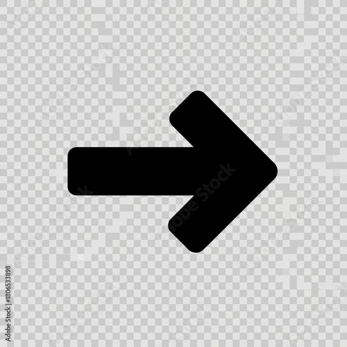 Black arrow pointing right on a transparent background, indicating direction, navigation, or progression in a simple and modern style