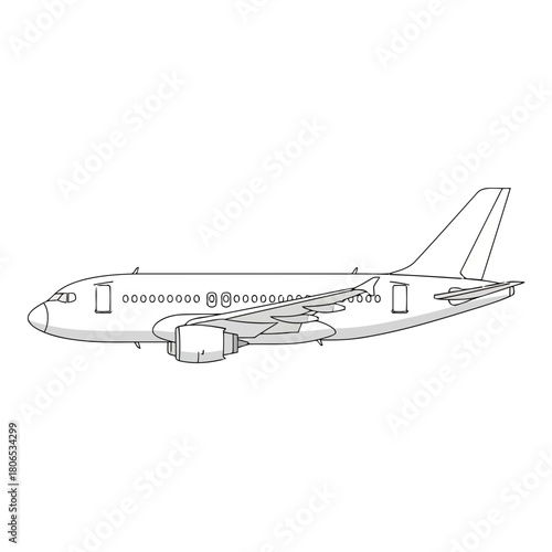 Airplane isolated on passenger jet, commercial aviation, travel and transportation concept