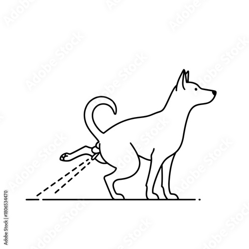 Dog peeing outline icon, a common canine behavior for marking territory isolated on
