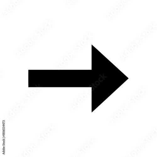 Black arrow pointing right isolated on, a simple graphic element for navigation and direction indication, vector shape