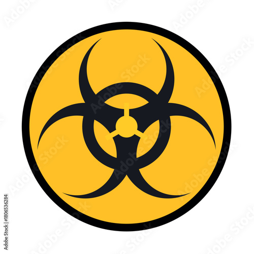 Yellow Round Biohazard Symbol Warning Sign Icon toxic virus infection caution