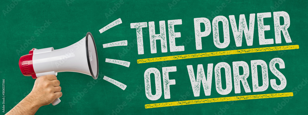 Naklejka premium A man holding a megaphone - The power of words