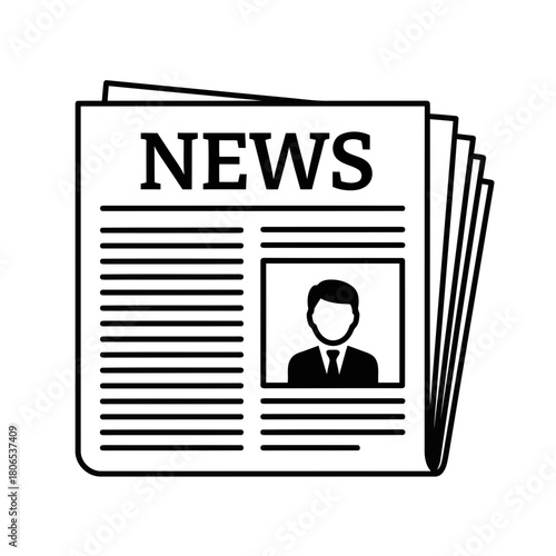 Newspaper with news and photo isolated on press and media concept newsprint with headline and article journalism icon