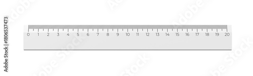 White plastic ruler. Isolated. 3d illustration.