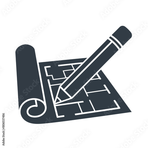 Blueprint icon isolated on for architectural design, construction planning, and real estate development projects