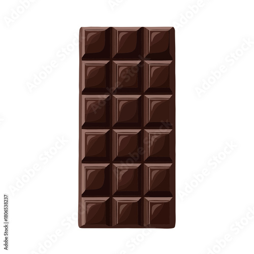 A delectable dark chocolate bar isolated on, showcasing its rich color and intricate square pattern design
