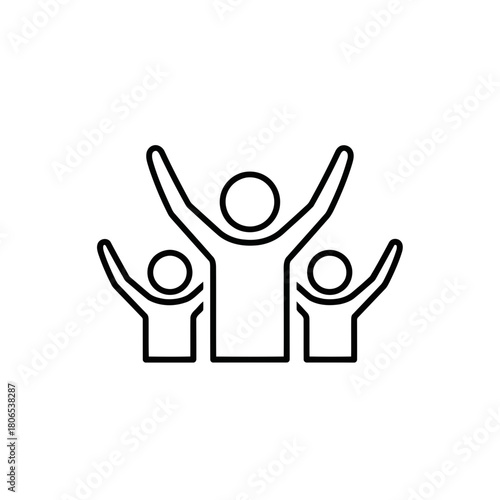 A group of people with their arms raised in the air, isolated on, showing support and celebration