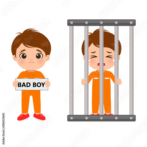 Cute kids prisoner arrested and in jail