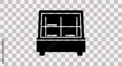Black silhouette of a display cabinet or showcase with shelves