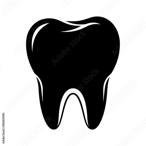 Black tooth illustration isolated on is a simple and clean design, perfect for dental clinics or oral health materials