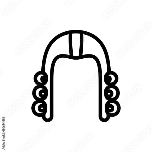 Outline icon of a judge wig isolated on, symbolizing law, justice, and legal profession