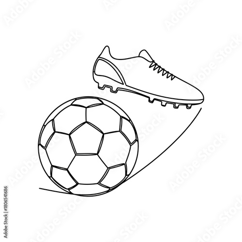Illustration of a soccer ball and a soccer shoe isolated on sports equipment for playing football game